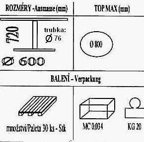 Technická data k podnoži BS004