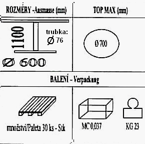 Technická data k podnoži BS004/FF