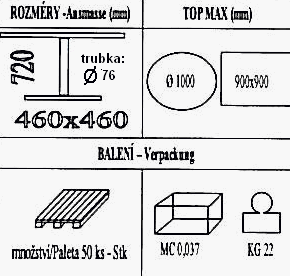 Technická data k podnoži BS001