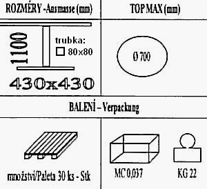 Technická data k podnoži BM029/FF