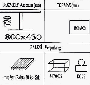 Technická data k podnoži BM044CL3