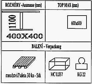 Technická data k podnoži BM022/FF