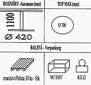 Technická data k podnoži BM045/420/FF