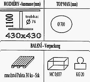 Technická data k podnoži BM030/FF