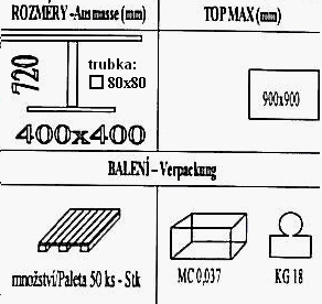 Technická data k podnoži BD001