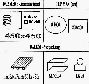 Technická data k podnoži BD002