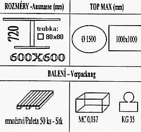 Technická data k podnoži BD003