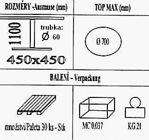 Technická data k podnoži BD006/FF