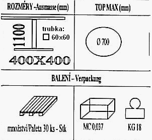 Technická data k podnoži BD010/FF