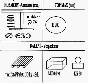 Technická data k podnoži BQ004/FF