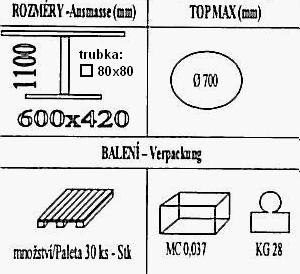 Technická data k podnoži BM007/FF