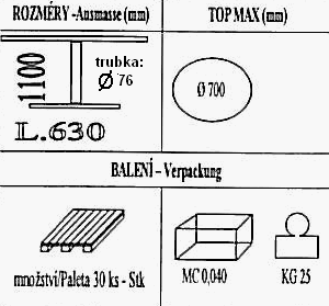 Technická data k podnoži BQ002/FF