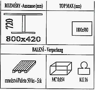 Technická data k podnoži BD011