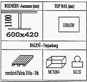 Technická data k podnoži BH004/FF