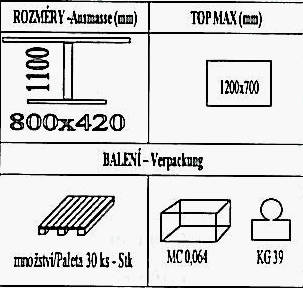 Technická data k podnoži BH008/FF