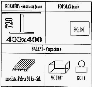 Technická data k podnoži BI002