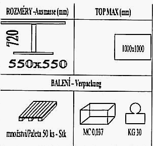 Technická data k podnoži BI003