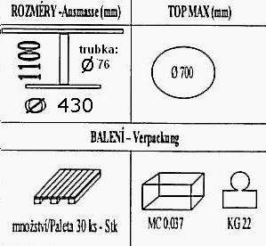 Technická data k podnoži BM014/430/FF