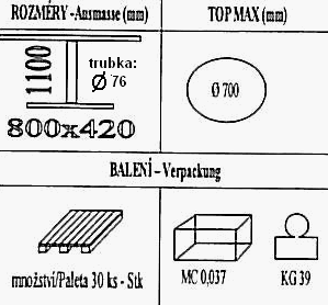 Technická data k podnoži BM010/FF