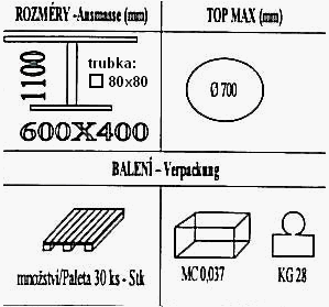 Technická data k podnoži BM028/FF