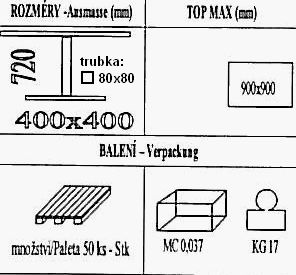 Technická data k podnoži BE004