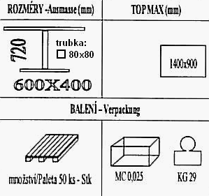 Technická data k podnoži BE003