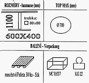 Technická data k podnoži BE003/FF