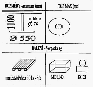 Technická data k podnoži BE001/FF