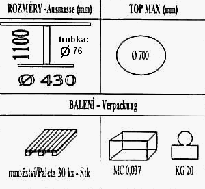 Technická data k podnoži BC002/FF