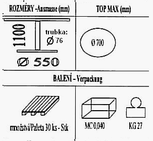 Technická data k podnoži BM014/550/FF