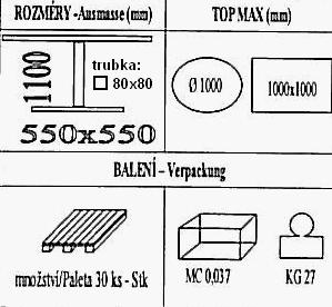 Technická data k podnoži BM033/550/FF