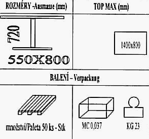 Technická data k podnoži BL003