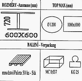 Technická data k podnoži BT003