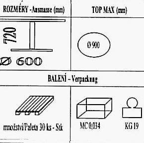 Technická data k podnoži BT004