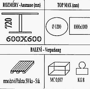 Technická data k podnoži BT006/AL-CR