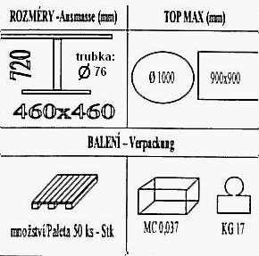 Technická data k podnoži BS002